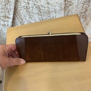 Baronet 5th Avenue Vintage Brown Leather & Suede Women’s Clutch Wallet